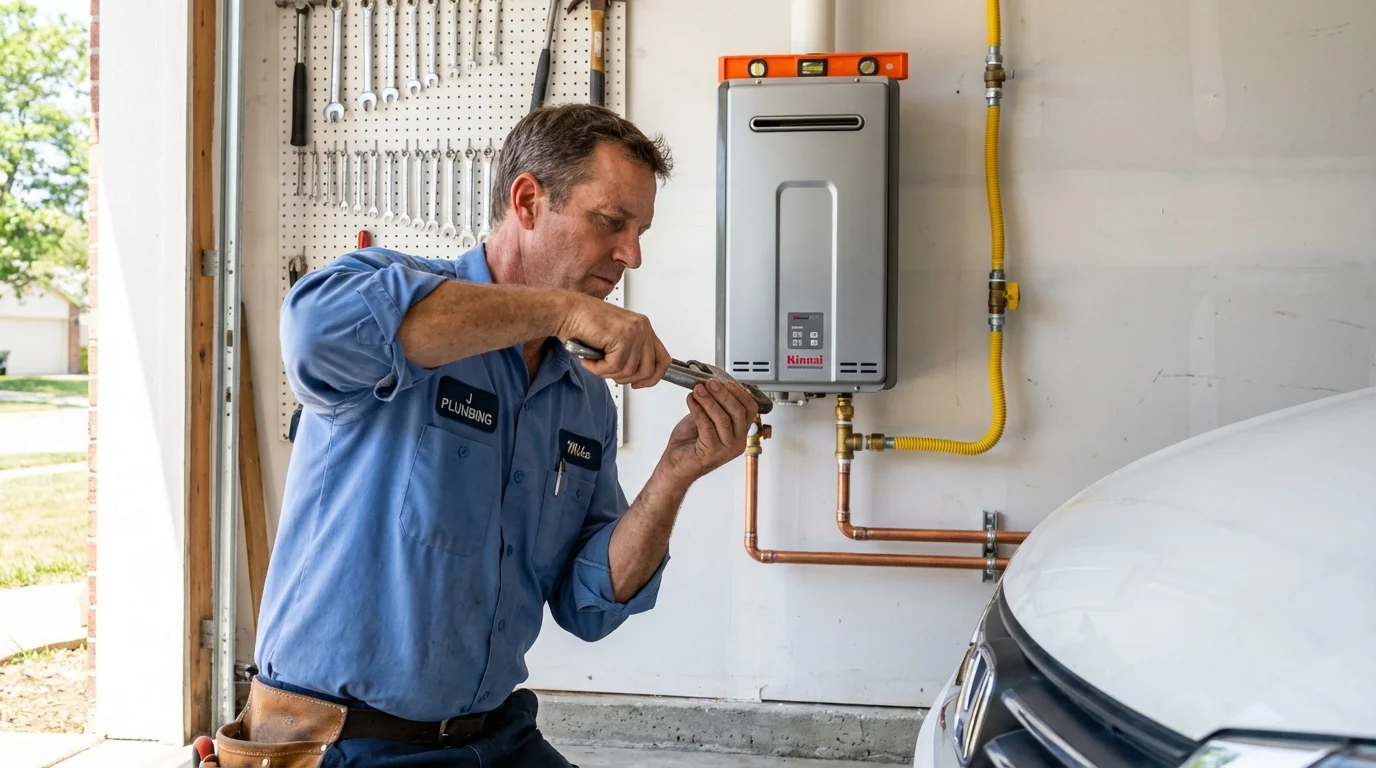 Tankless water heater installation by a Johns Plumbing LLC plumber in Huron